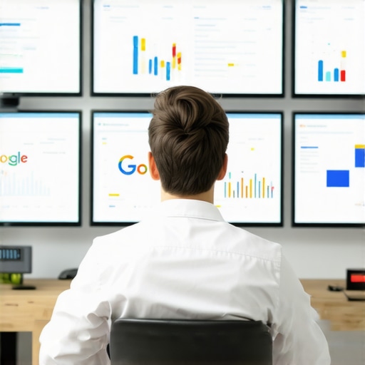 SEO expert analyzing GBP discrepancies on computer screens.