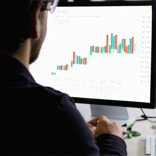 Digital marketer analyzing GBP performance metrics on a computer