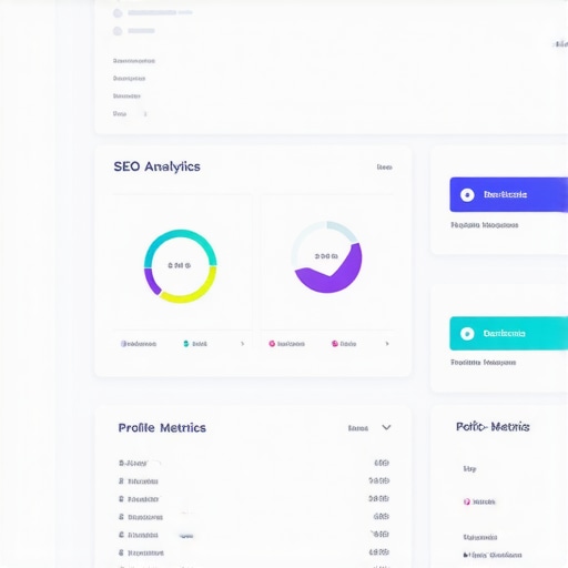 SEO analytics dashboard with profile metrics and data insights