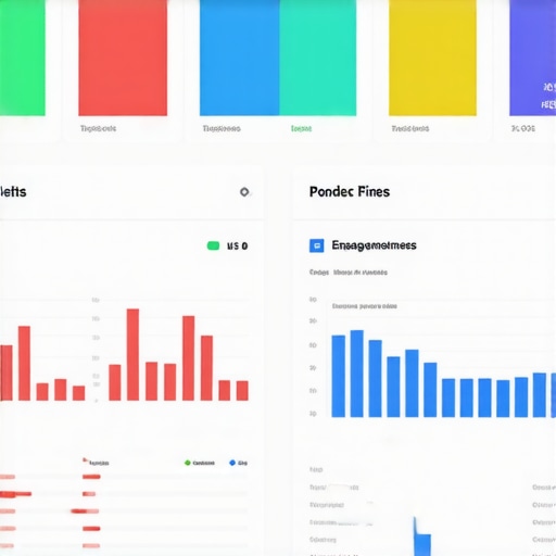 Screenshot of GBP analytics dashboard with engagement metrics and search trends.
