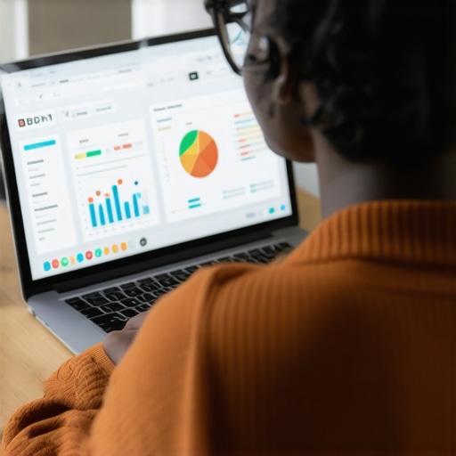Person managing local SEO with analytics dashboards on a laptop, symbolizing long-term GBP optimization