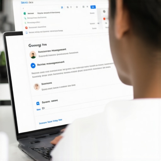 Person analyzing a Google Business Profile on a laptop screen, focusing on review and spam management.