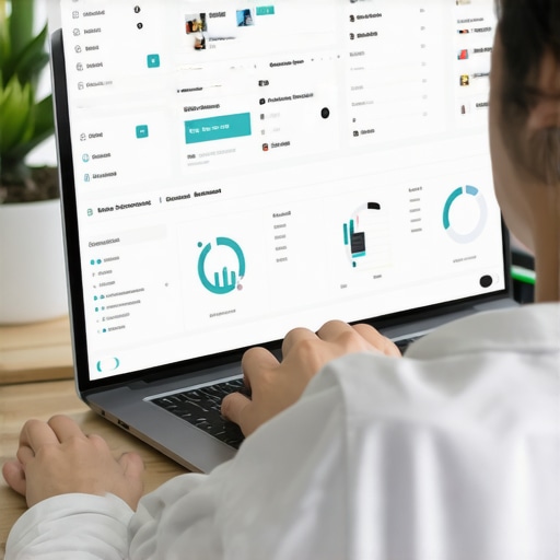 Person managing Google Business Profile with local SEO software in a workspace.