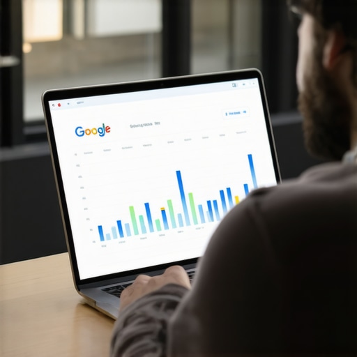 Business owner analyzing Google Business Profile analytics on a laptop