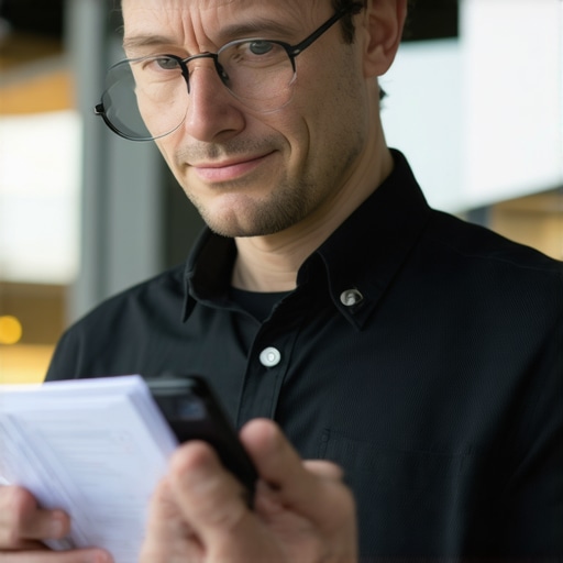 Business owner holding documents and smartphone during GBP verification process