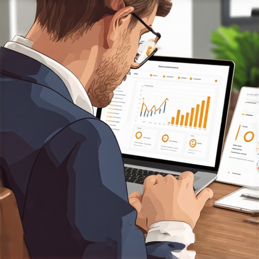 Business owner monitoring Google Business Profile analytics using specialized software