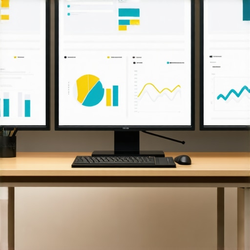 A desk setup with SEO tools and analytics dashboards for profile health management.
