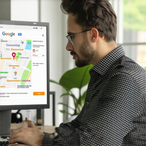 Cleaning Your Map of Fake Pins A person analyzing Google Business Profile on a computer screen, marking suspicious map pins for removal.