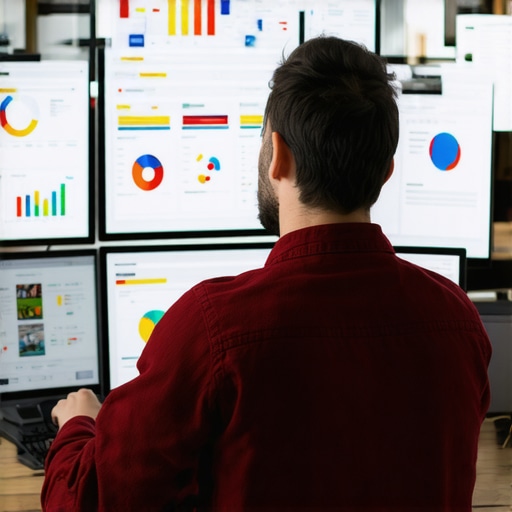 Digital marketer reviewing local SEO tools Person analyzing local SEO dashboards on computer for profile maintenance