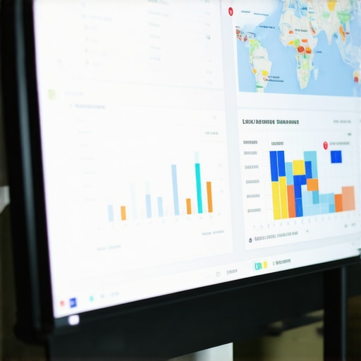 Monitor displaying local search rankings and map spam alerts.