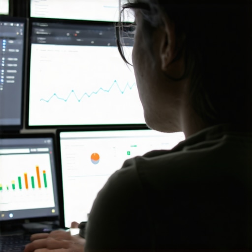 A person managing online reputation tools on multiple screens.