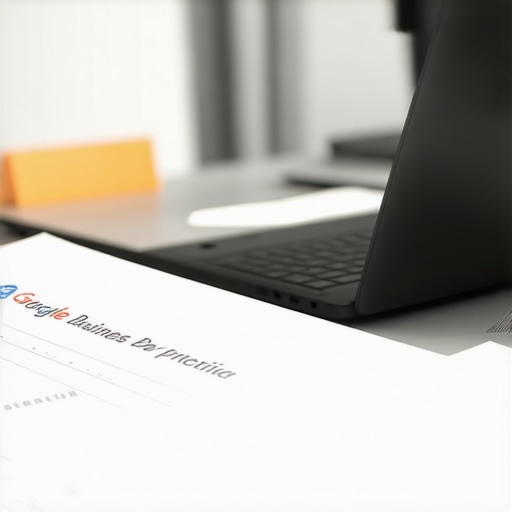 Person assembling notarized documents and business papers for Google profile verification.