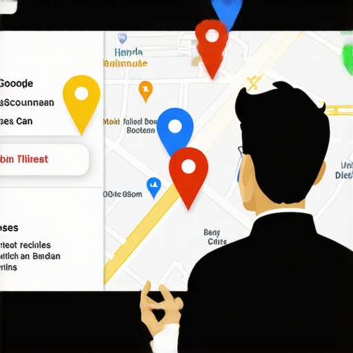 Person inspecting Google Map profile for fraudulent pins during business cleanup.