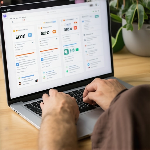 Person analyzing Google Business Profile data on laptop