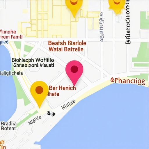 A visual example of suspicious ghost pins on a Google Maps profile highlighting spam clusters