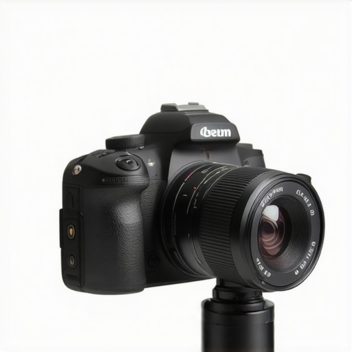 A DSLR camera with lighting set up for capturing authentic business profile images.