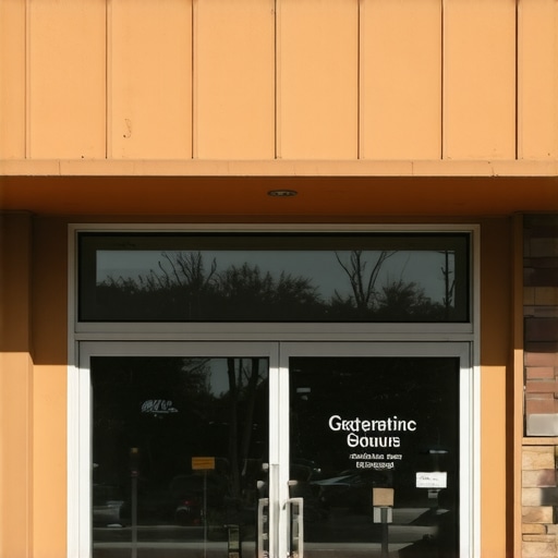 Photo showing the storefront of a local business with visible signage and address